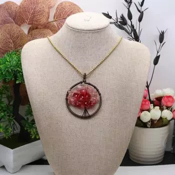 Ожерелье из натурального камня, изысканная обмотка, подвеска в виде Древа жизни для женщин, подарочная цепочка на день рождения, 60 см 60cm