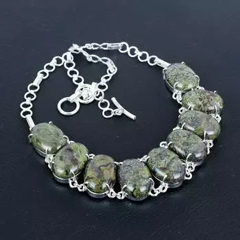 Ожерелье из натурального камня крови дракона ручной работы из стерлингового серебра 925 пробы, ожерелье из камня крови дракона для жены, ожерелье унисекс на день святого валентина 20 зелёный