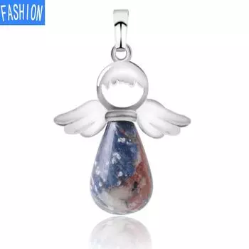 Ожерелье из натурального камня, подвеска в форме капли, кристалл, креативное женское крыло ангела whitecrystal