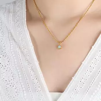 Ожерелье из натурального камня в стиле ретро с бусинами из риса, новое позолоченное ювелирное изделие из титановой стали