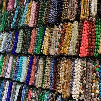 Ожерелье из натурального камня в форме пуговиц Розовый кварц/Агаты/Малахит/Лазурит для элегантных женщин романтический подарок 10x16mm