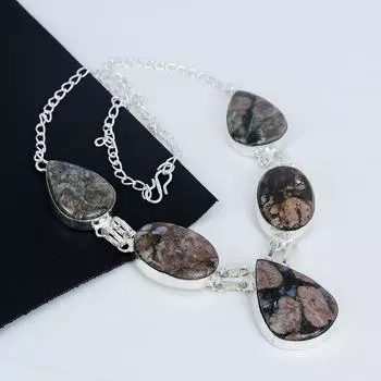 Ожерелье из натурального камня в виде кости динозавра, яшмы ручной работы из стерлингового серебра 925 пробы, серебряное ожерелье из кости динозавра для жены, ожерелье унисекс в подарок 20 розовый