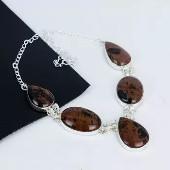 Ожерелье из натурального красного дерева с обсидианом, серебряное ожерелье ручной работы 925 пробы, серебряное ожерелье с обсидианом из красного дерева для жены, ожерелье унисекс в подарок 20 красный