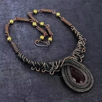 Ожерелье из натурального красного рубина с медной проволокой и драгоценным камнем кашмира 18 дюймов o8T24