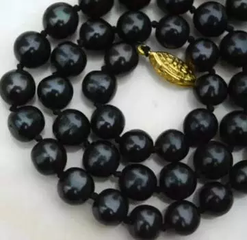 Ожерелье из натурального круглого таитянского черного жемчуга 8-9 мм