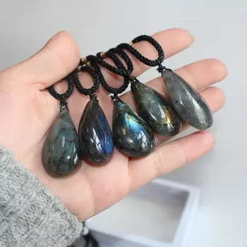 Кулон из лабрадорита на шнурке 1pc