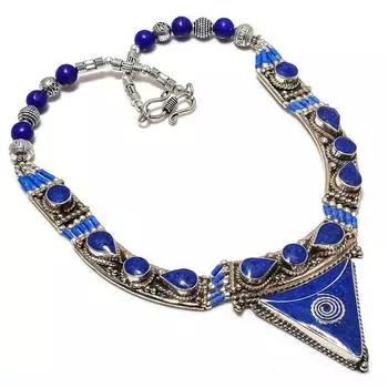 Ожерелье из натурального лазурита ручной работы, 18 дюймов, m4e39