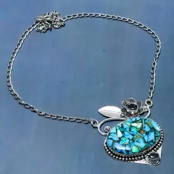 Ожерелье из натурального медного синего бирюзового камня иолита из стерлингового серебра 925 пробы 18 дюймов I6h35