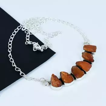 Ожерелье из натурального необработанного драгоценного камня сердолик из стерлингового серебра 925 пробы, ювелирные изделия ручной работы из драгоценных камней, идеальный подарок для нее, ожерелье в богемном стиле 20 красный