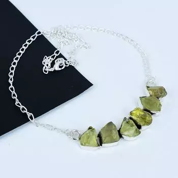 Ожерелье из натурального необработанного лимонного топаза из стерлингового серебра 925 пробы с драгоценными камнями ручной работы, идеальный подарок для нее, ожерелье в стиле бохо для подарков 20 жёлтый