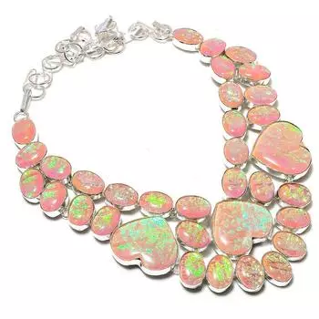 Ожерелье из натурального оранжевого триплетного опала из стерлингового серебра 925 пробы 18 дюймов s8a94