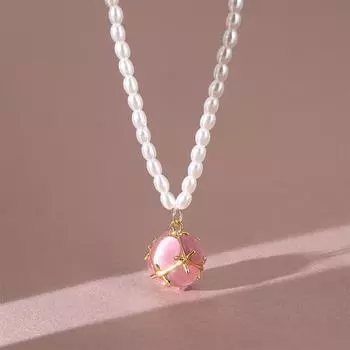 Ожерелье из натурального пресноводного жемчуга, женская, высокочувствительная, универсальная, темпераментная, опаловая подвеска, цепочка на ключицу