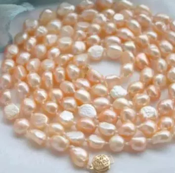 Ожерелье из натурального пресноводного жемчуга барокко розовое 50 дюймов 8-9 мм