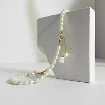 Ожерелье из натурального пресноводного жемчуга с подвеской в виде ландыша, цепочка на шею для женщин, цепочка на ключицу