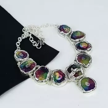 Ожерелье из натурального радужного солнечного кварца ручной работы из серебра 925 пробы с гальванопластикой, ожерелье из радужного солнечного кварца для жены, унисекс 20 жёлтый