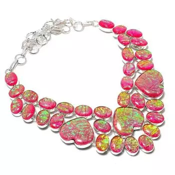 Ожерелье из натурального розового триплетного опала из стерлингового серебра 925 пробы 18 дюймов l1c11