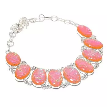 Ожерелье из натурального розового триплетного опала из стерлингового серебра 925 пробы 18 дюймов G2j16