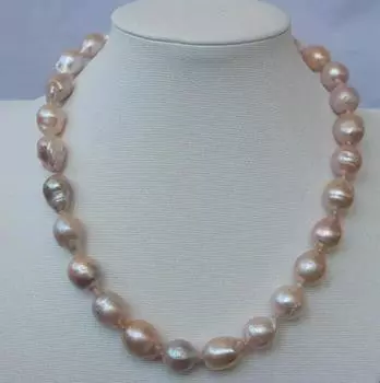 Ожерелье из натурального розового жемчуга с ядром Flameball длиной 17 дюймов