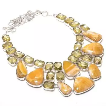 Ожерелье из натурального септерианского нудала и цитрина из стерлингового серебра 925 пробы, 18 дюймов, D4i34