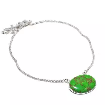 Ожерелье из натурального серебра 925 пробы с бирюзовым и медным оттенком 18 дюймов v9g78