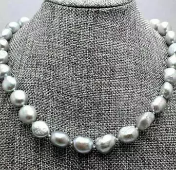 Ожерелье из натурального серебристо-серого культивированного жемчуга 8-9 мм в стиле барокко