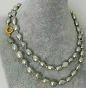 Ожерелье из натурального серого пресноводного жемчуга в стиле барокко диаметром 7-8 мм 35