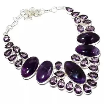 Ожерелье из натурального шалфея с аметистом, драгоценный камень аметист из стерлингового серебра 925 пробы 18 дюймов g7s08