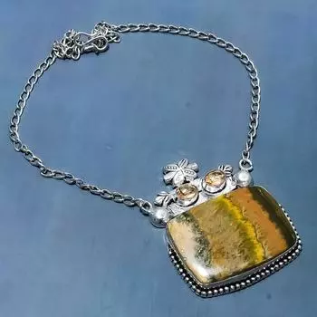 Ожерелье из натурального шмеля, яшмы и морганита, серебро 925 пробы, 18 дюймов p3l47