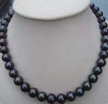Ожерелье из натурального таитянского черного жемчуга диаметром 8-9 мм, 18 дюймов