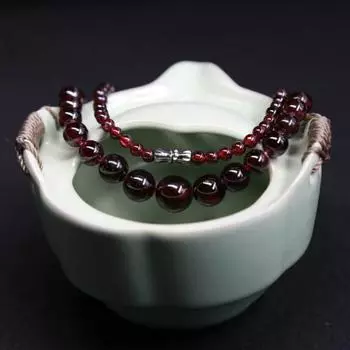 Ожерелье из натурального винно-красного граната с хрустальной башней и гранатовым браслетом 1pc вино красного