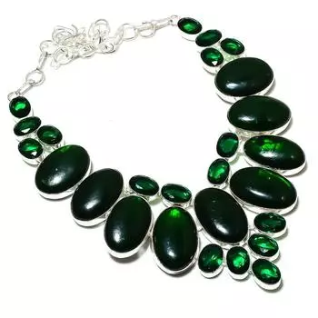 Ожерелье из натурального зеленого лабрадорита и перидота из стерлингового серебра 925 пробы 18 дюймов i9Z39