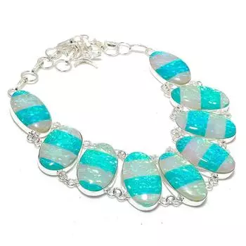 Ожерелье из натурального зеленого триплетного опала из стерлингового серебра 925 пробы, 18 дюймов, z8Y81