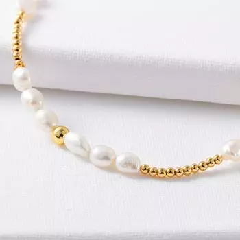 Ожерелье из натурального жемчуга с бусинами, женское, нишевый дизайн, богемная медь, позолоченная бусина, ключица золотой