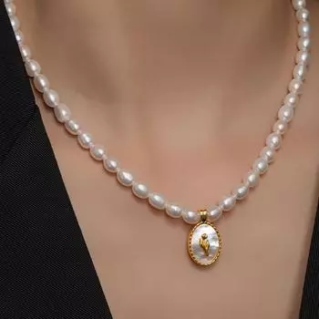 Ожерелье из натурального жемчуга-тюльпана, женское нежное легкое роскошное ожерелье в стиле ретро, универсальная модная темпераментная цепочка на ключицы 41-50cm