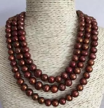Ожерелье из натурального жемчуга южного морского шоколада диаметром 9–10 мм, длина 50 дюймов.