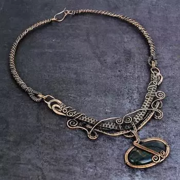 Ожерелье из натуральной черной медной проволоки с тигровым глазом, 18 дюймов, o8q79