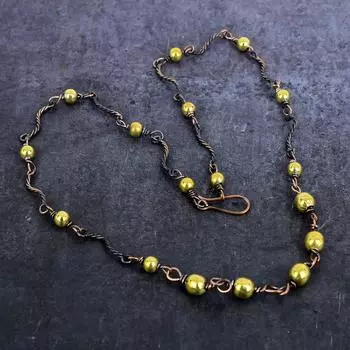 Ожерелье из натуральной медной проволоки в винтажном стиле с драгоценными камнями 18 дюймов c3n42