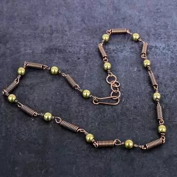 Ожерелье из натуральной медной проволоки в винтажном стиле с драгоценными камнями 18 дюймов P9D40