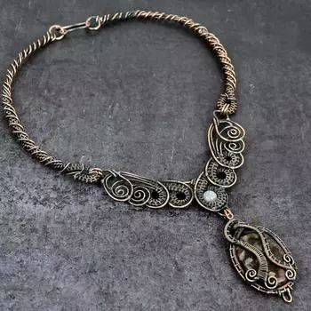 Ожерелье из натуральной медной проволоки с арбузным турмалином 18 дюймов C9E64