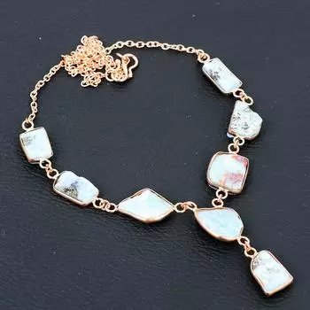 Ожерелье из натуральной необработанной меди с драгоценным камнем Republic Larimar, ручная работа, 18 дюймов, w7V25