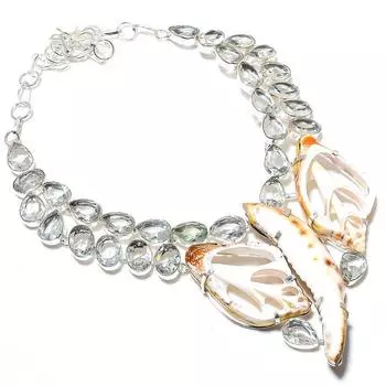 Ожерелье из натуральной ракушки каури, белого топаза, стерлингового серебра 925 пробы, 18 дюймов, k5h13