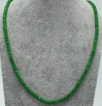 Ожерелье из натуральных бусин из зеленого нефрита с гранеными драгоценными камнями размером 2x4 мм, 18 дюймов
