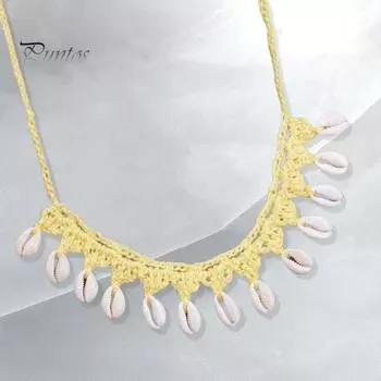 Ожерелье из натуральных ракушек, сверхлегкое, универсальное, легкое в носке, вязаное крючком колье-ошейник ручной работы, женские ювелирные аксессуары