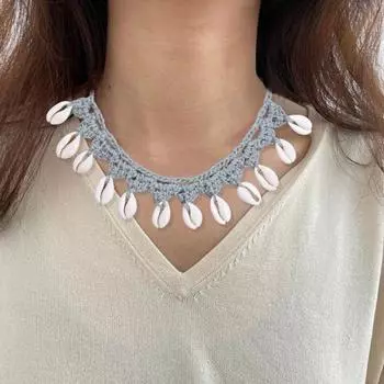 Ожерелье из натуральных ракушек, сверхлегкое, универсальное, легкое в носке, вязаное крючком колье-ошейник ручной работы, женские ювелирные аксессуары