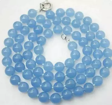 Ожерелье из натуральных синих изумрудных бусин длиной 36 дюймов, 8 мм, завязанное вручную.