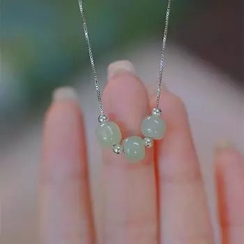 Ожерелье из нефрита Хотан, женское, легкое, роскошное, нишевый дизайн, цепочка с бисером для переноса чувств на ключицу