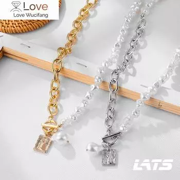 Ожерелье из нерегулярного жемчуга в стиле панк-барокко для женщин, асимметричная цепочка-чокер с подвеской в виде портрета, трендовые ювелирные изделия