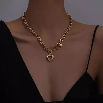 Ожерелье из нержавеющей стали 316L, сексуальное ожерелье с сердцем и ключицей, многофункциональное женское ожерелье, ювелирное изделие, подарок золотистый