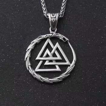 Ожерелье из нержавеющей стали для мужчин с драконом-викингом Уроборосом, символом Одина и Валькнута, амулетом, кулоном в стиле хип-хоп, винтажные ювелирные изделия
