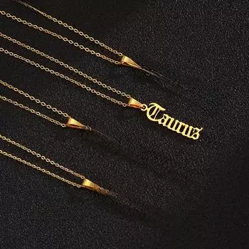 Ожерелье из нержавеющей стали с английскими буквами «Двенадцать созвездий» — цепочка с подвеской из титана унисекс
